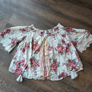 Cocoa & James Floral Boho Blouse Large